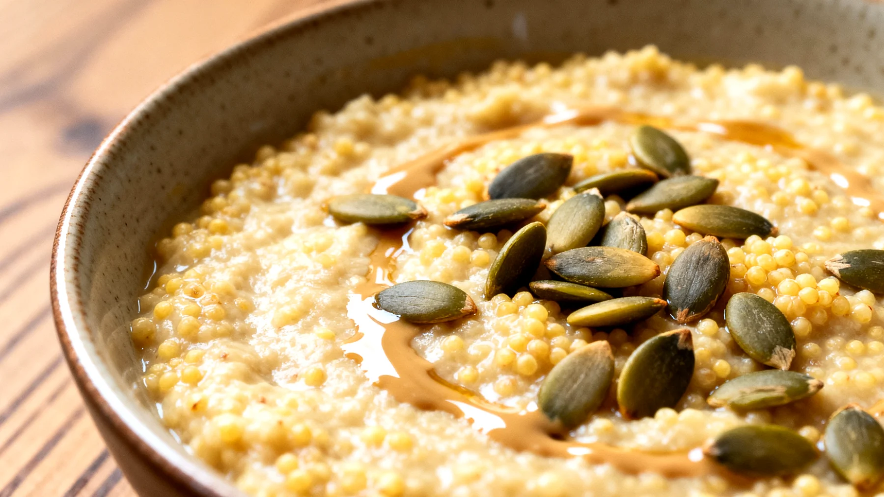 Porridge di miglio con semi di zucca e tahini"