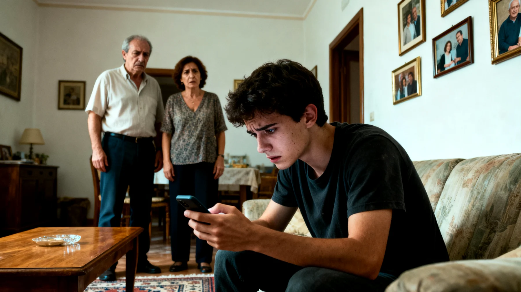 I genitori faticano a gestire l'uso eccessivo di smartphone e videogiochi da parte dei figli giovani adulti, che passano molte ore al giorno davanti agli schermi trascurando relazioni familiari, responsabilità personali e opportunità di crescita nella vita reale"